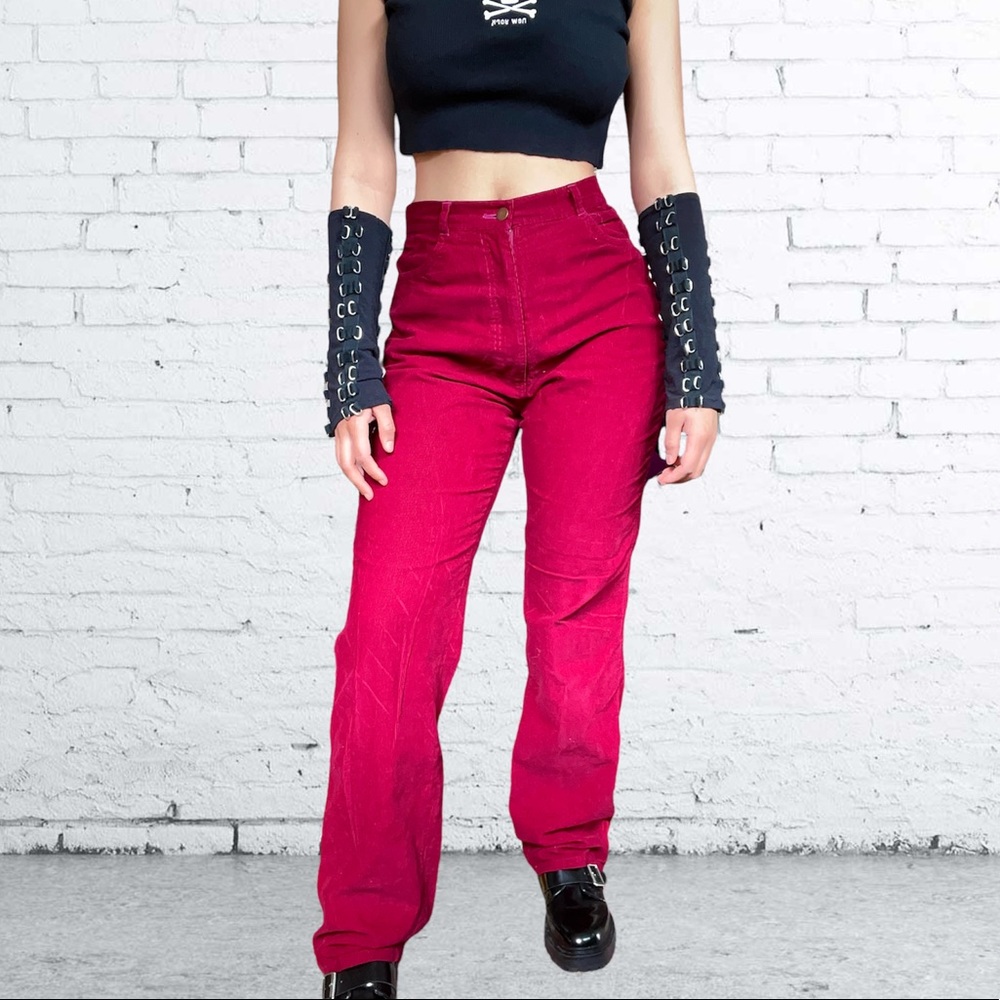 Retro Burgundy/Red High Waisted Corduroy Jean